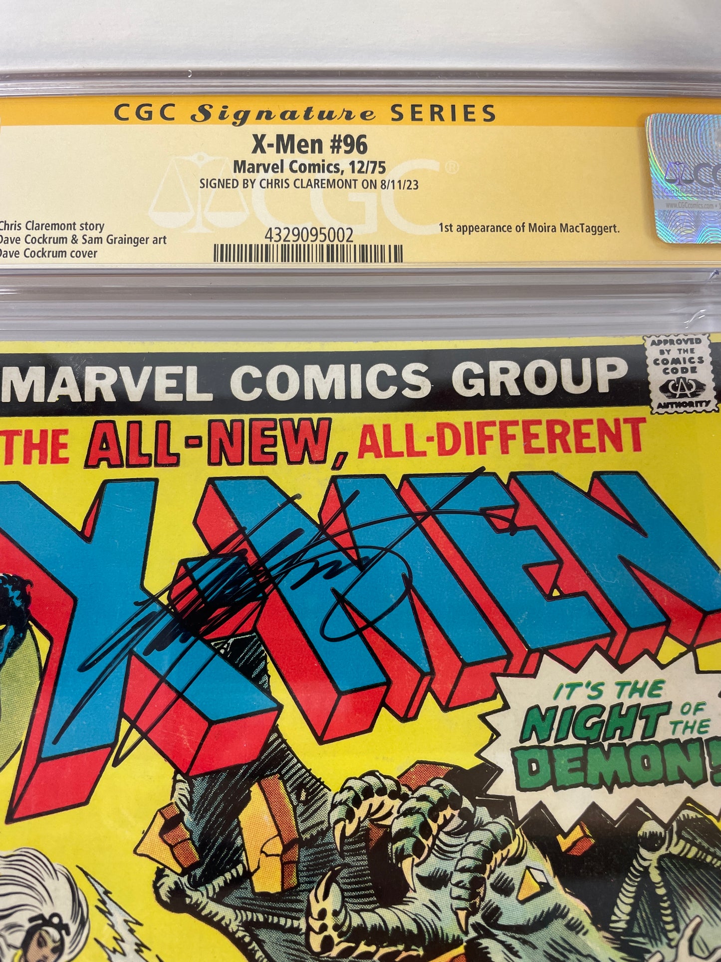 X-MEN #95 CGC 7.0 Signed Claremont Wolverine Death Thunderbird