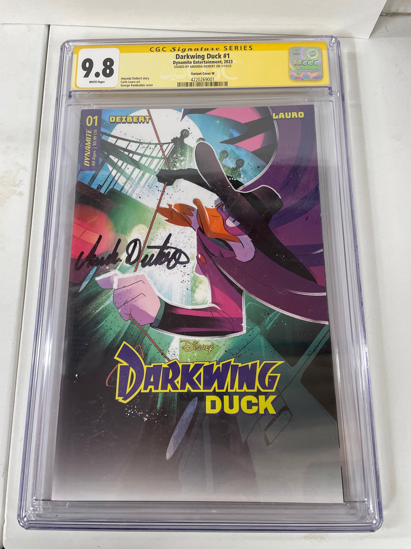 Darkwing Duck #1 2023 1:250 Kambadais Variant Signed by Amanda Deibert CGC 9.8