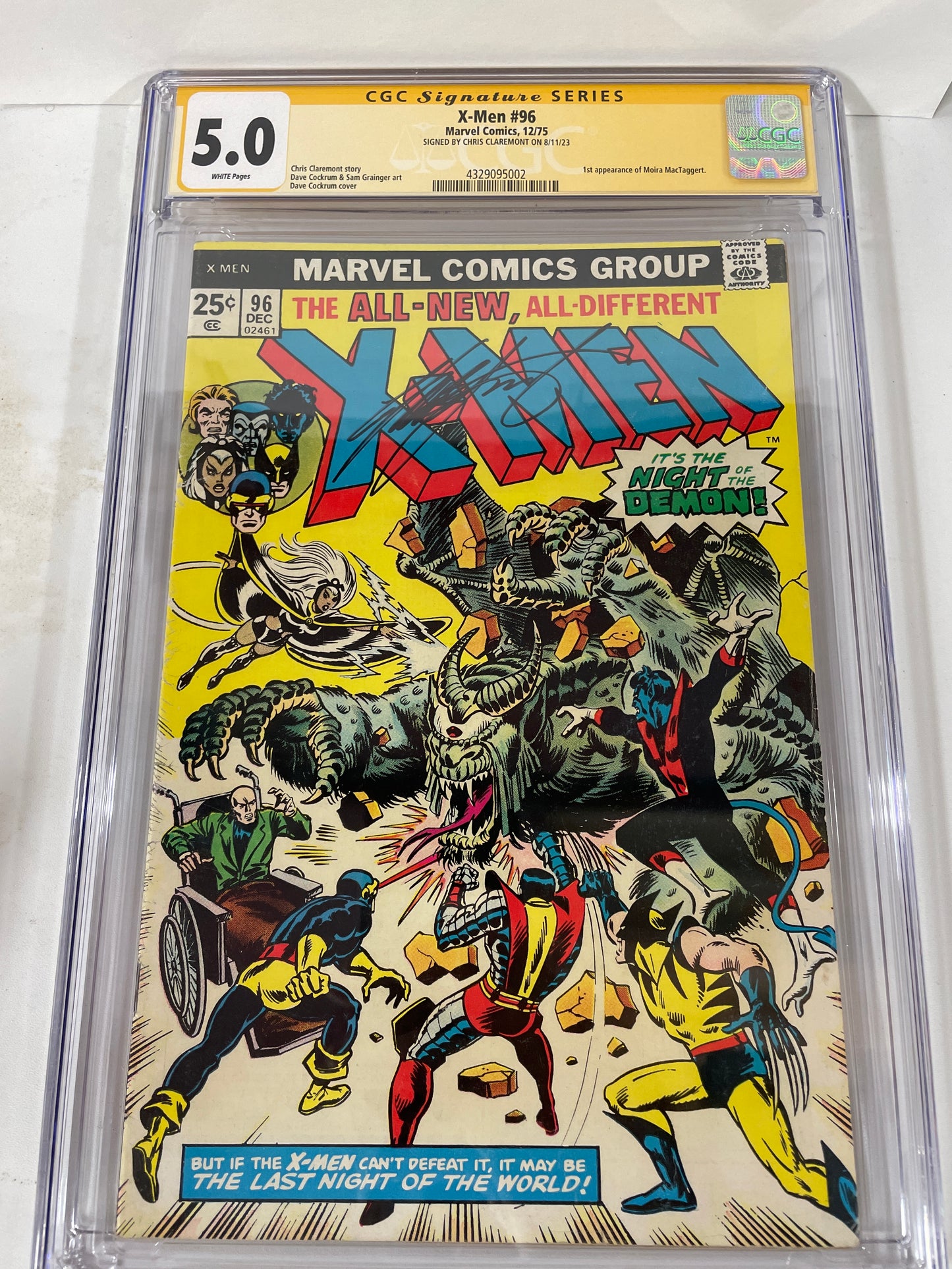 Uncanny X-Men #96,
CGC 5.0 SIGNED by Chris Claremont , 1st App Moira MacTaggert and Stephen Lang