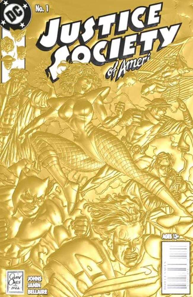 Justice Society Of America #1 Cover C Joe Quinones 90s Cover Month Foil Multi-Level Embossed Card Stock Variant Allocations May Occur