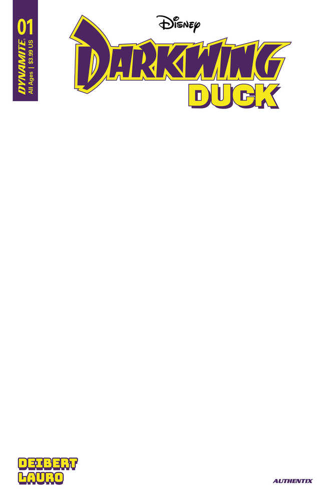 Darkwing Duck #1 Cover Ze Foc White Virgin Blank Authentix
