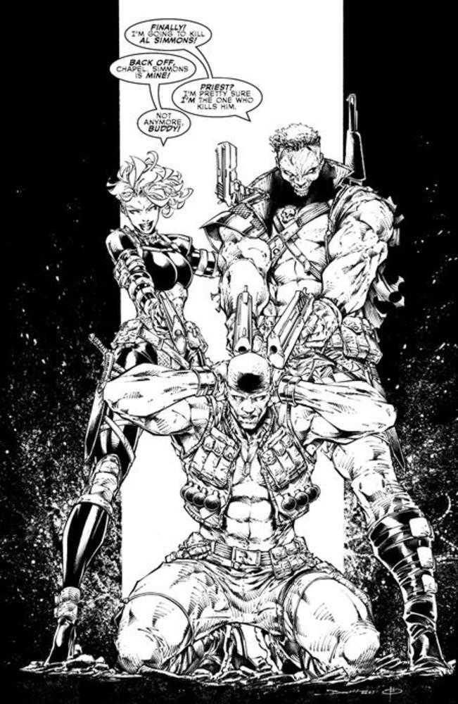 Spawn #370 Cover D Brett Booth Youngblood Team Up Black & White Full Art Variant