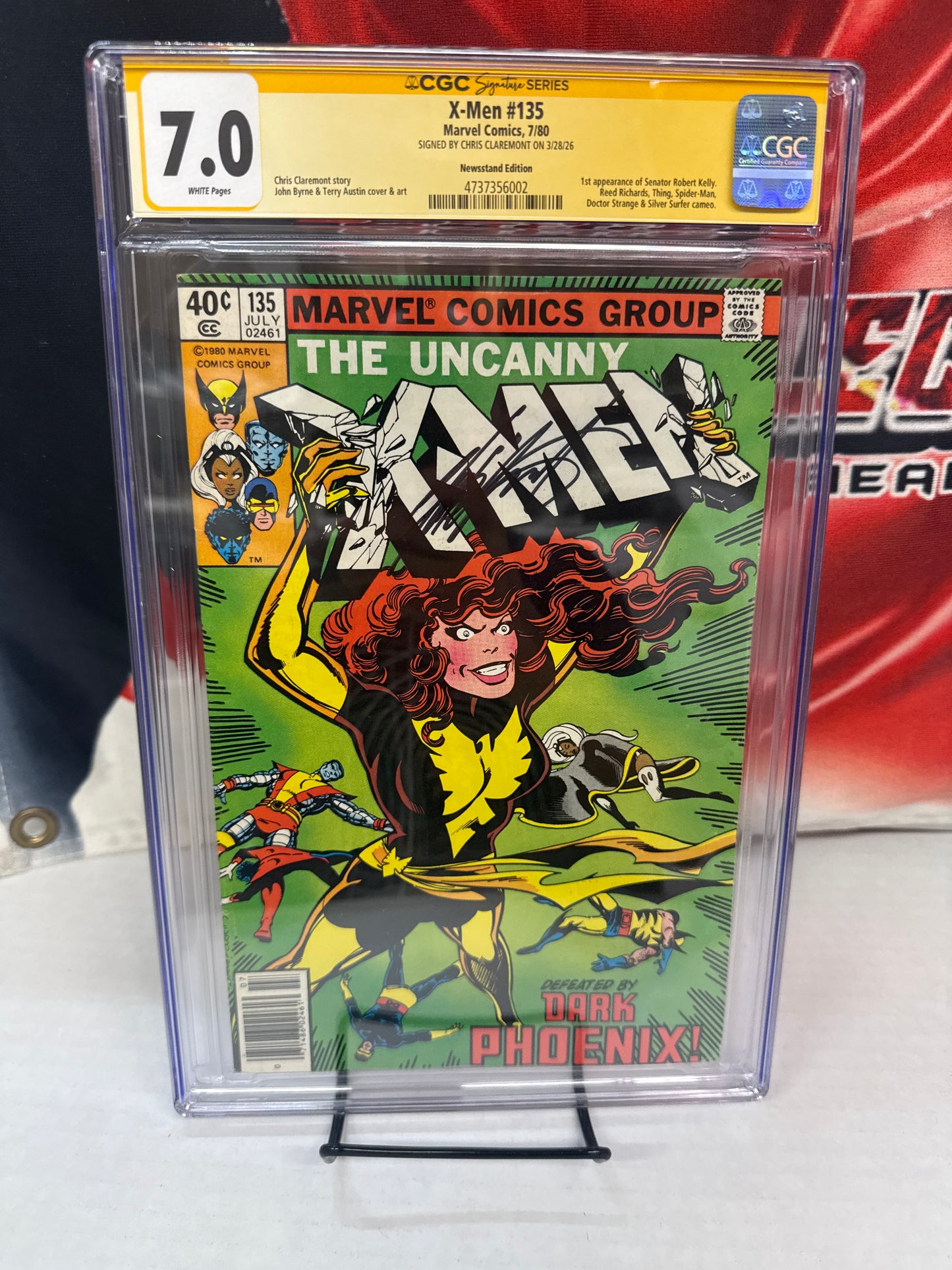 X-Men #135 CGC 7.0 White Pages  – First Senator Kelly – Dark Phoenix Saga Signed cross posted