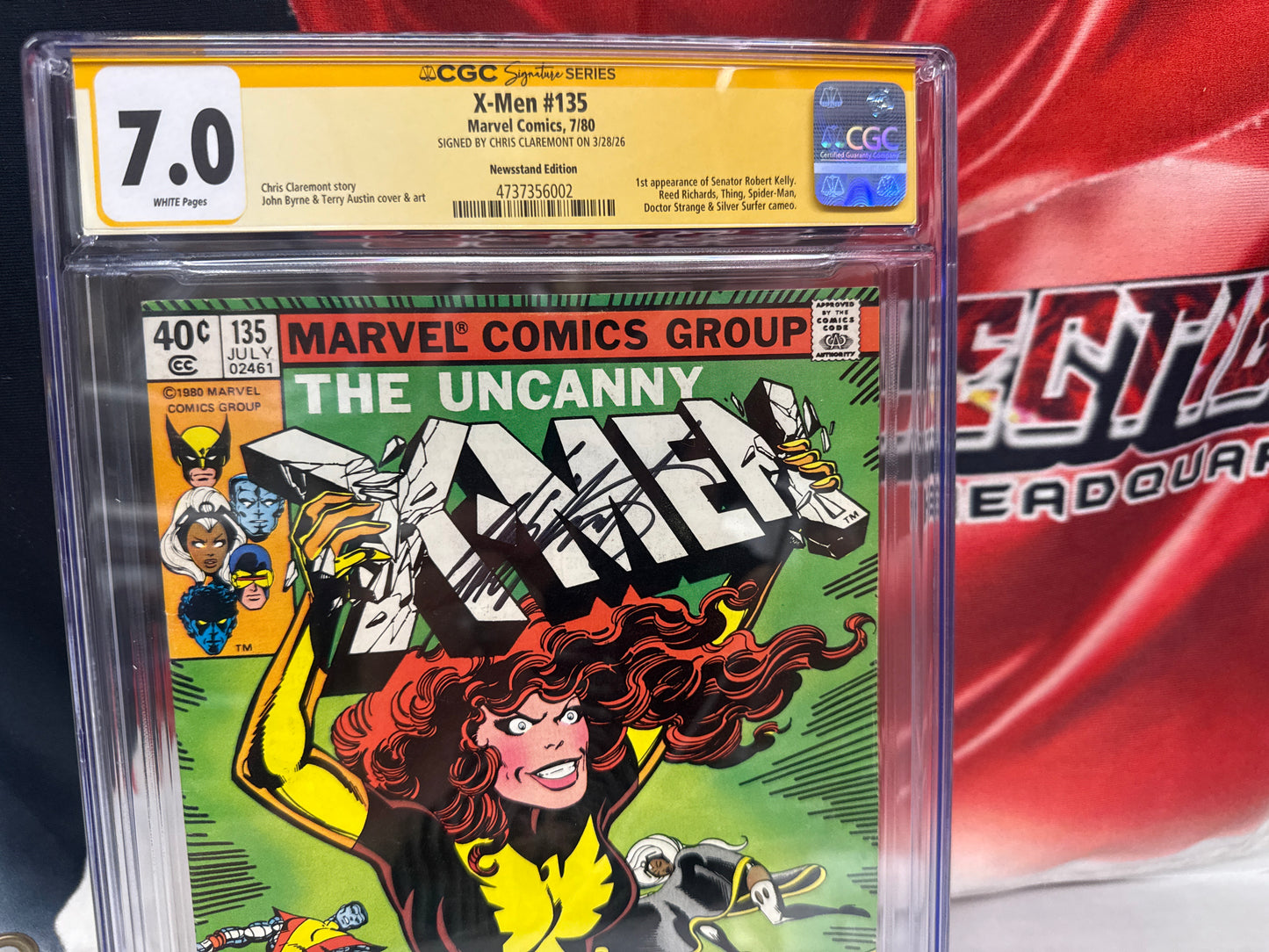 X-Men #135 CGC 7.0 White Pages  – First Senator Kelly – Dark Phoenix Saga Signed cross posted