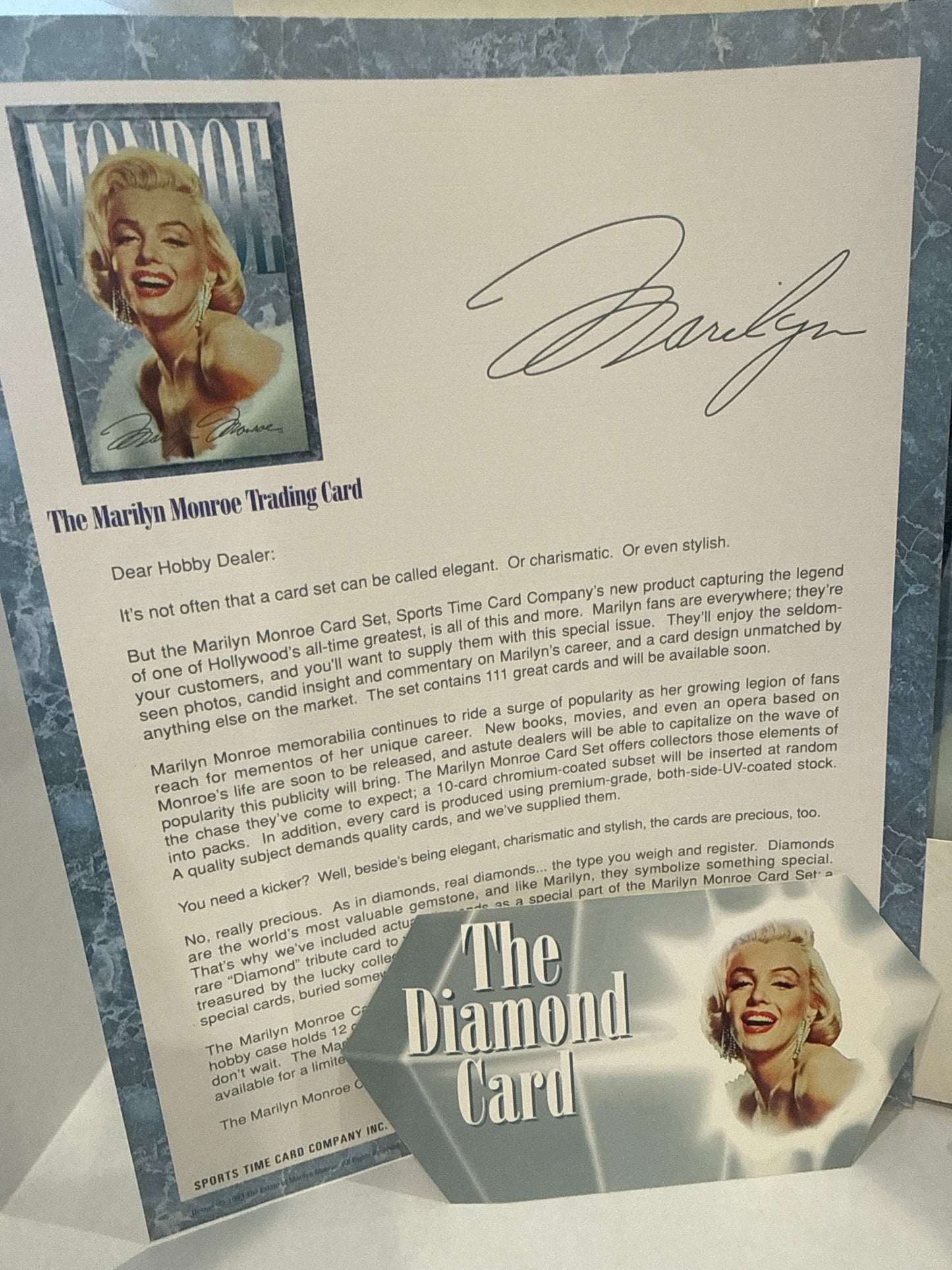 MARILYN MONROE 1993 SPORTS TIME PROMO CARD #P GOLD FACSIMILE SIGNATURE