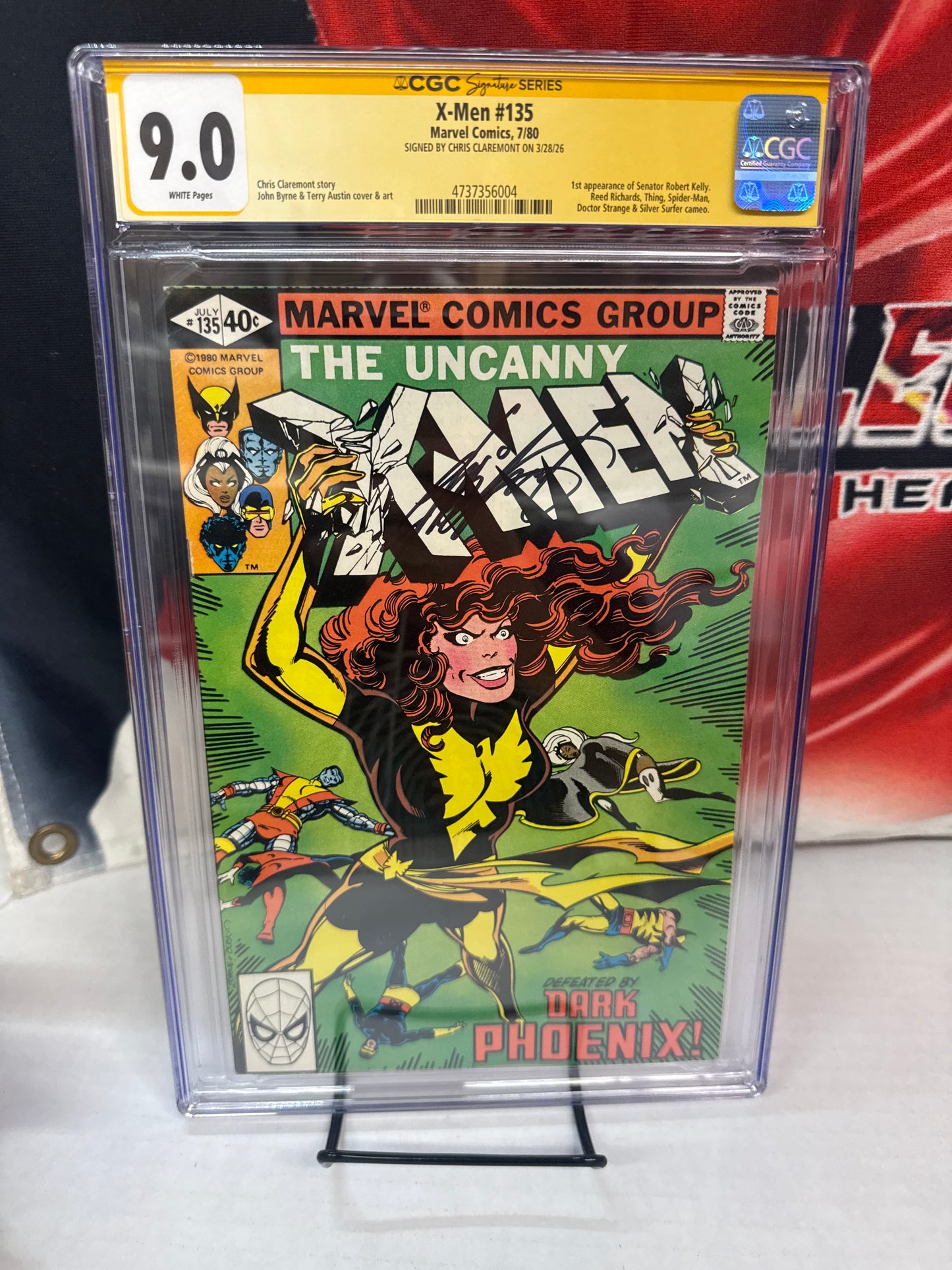 X-Men #135 CGC 9.0 White Pages  – First Senator Kelly – Dark Phoenix Saga Signed cross posted