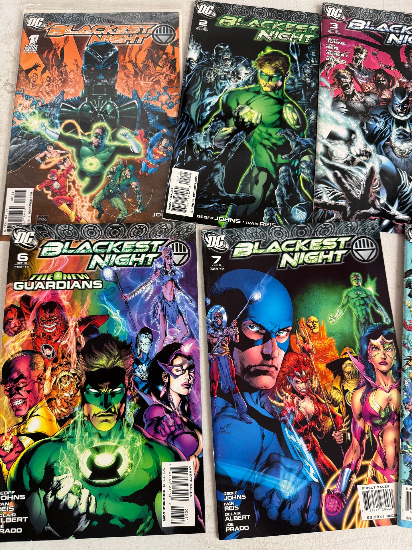 DC Comics BLACKEST NIGHT Complete SET #1 -8 +#8 Exclusive GEOFF JOHNS 2009