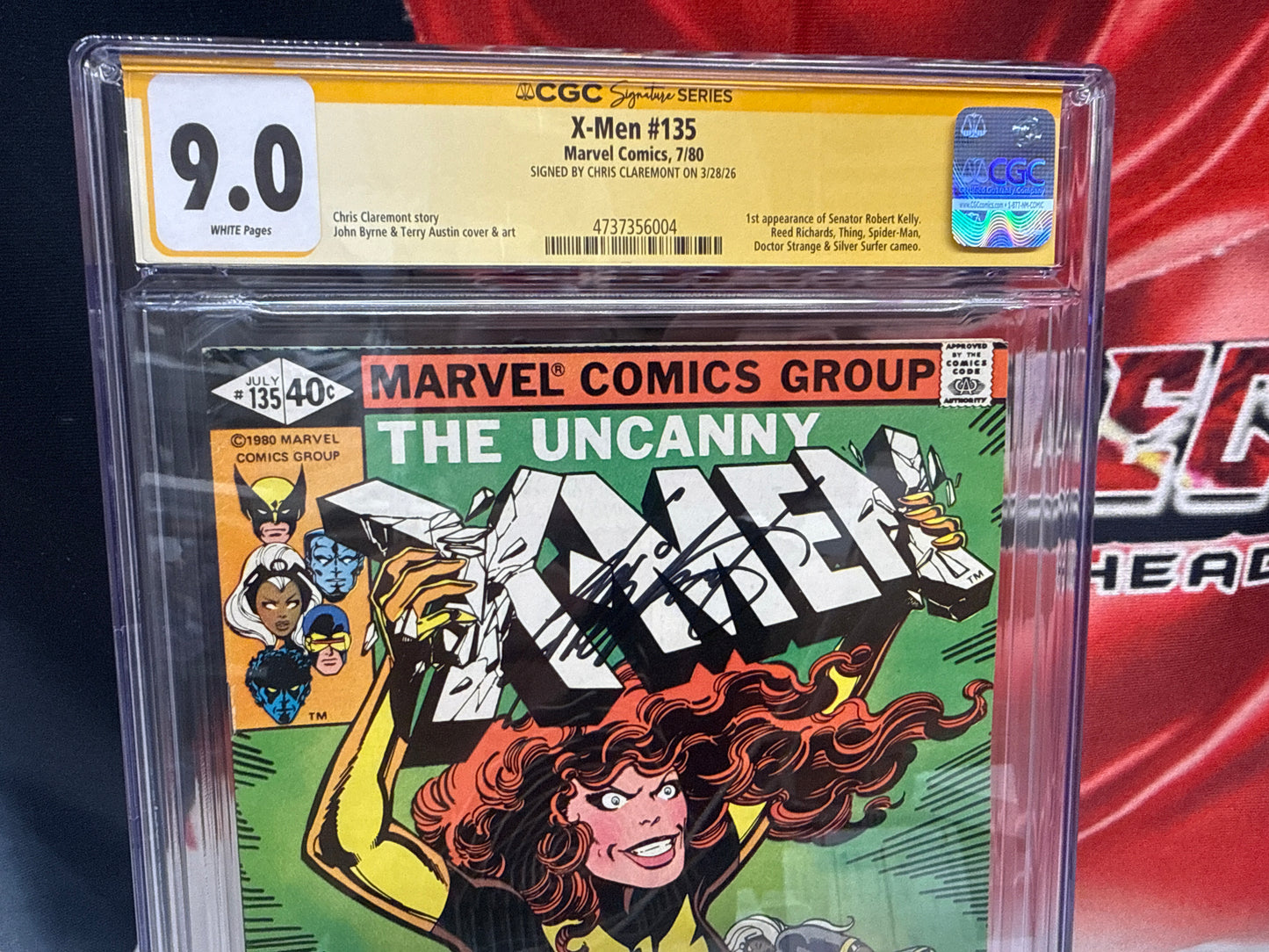 X-Men #135 CGC 9.0 White Pages  – First Senator Kelly – Dark Phoenix Saga Signed cross posted