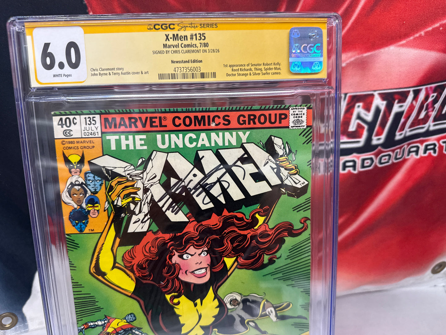 X-Men #135 CGC 6.0 White Pages  – First Senator Kelly – Dark Phoenix Saga Signed by Claremont cross posted
