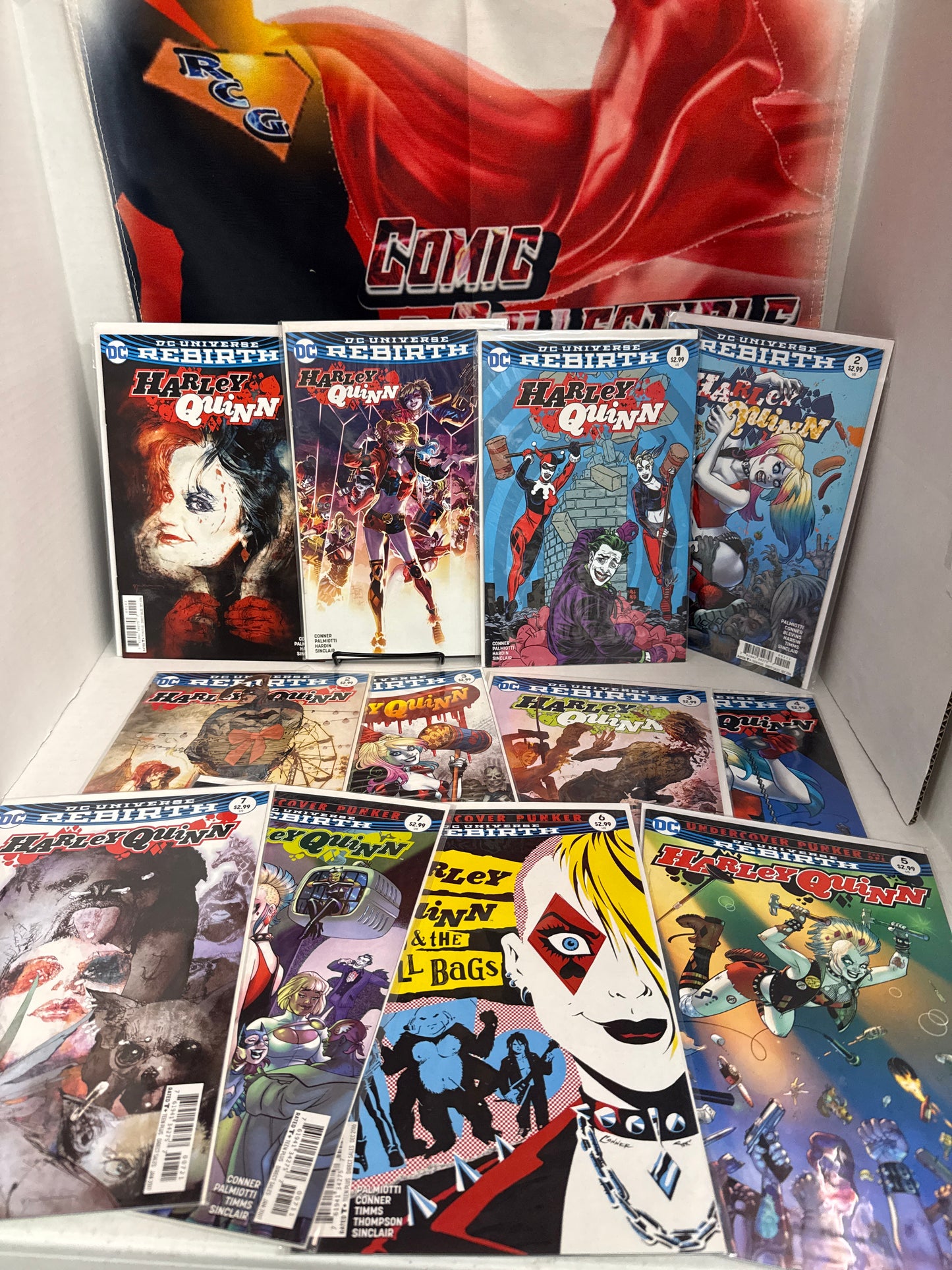 Harley Quinn Rebirth #1-7 With Variants, DC Comics 2016, 3 signed Palmiotti books Cross Posted