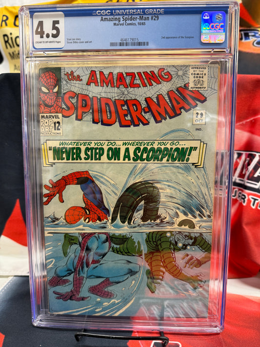 The Amazing Spider-man Comic Book #29 Mid Grade CGC 4.5 1965 KEYMarvel Scorpion