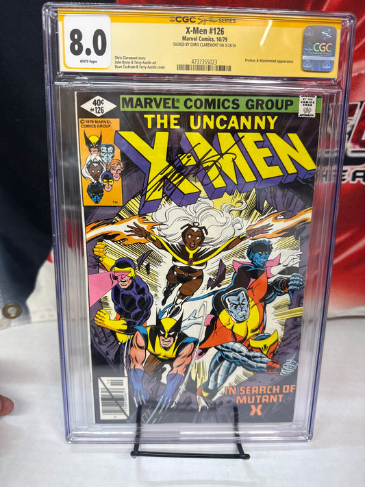 X-Men #126, CGC 8.0, WP, J.Byrne, Signed By C.Claremont cross posted