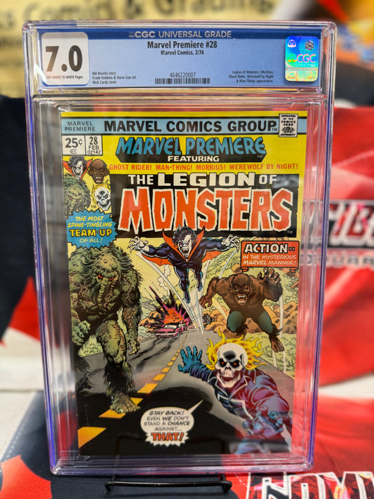 MARVEL PREMIERE #28 1st LEGION OF MONSTERS Team 1976 Morbius Ghost Rider CGC 7.0