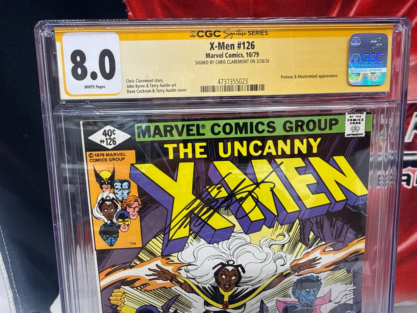 X-Men #126, CGC 8.0, WP, J.Byrne, Signed By C.Claremont cross posted