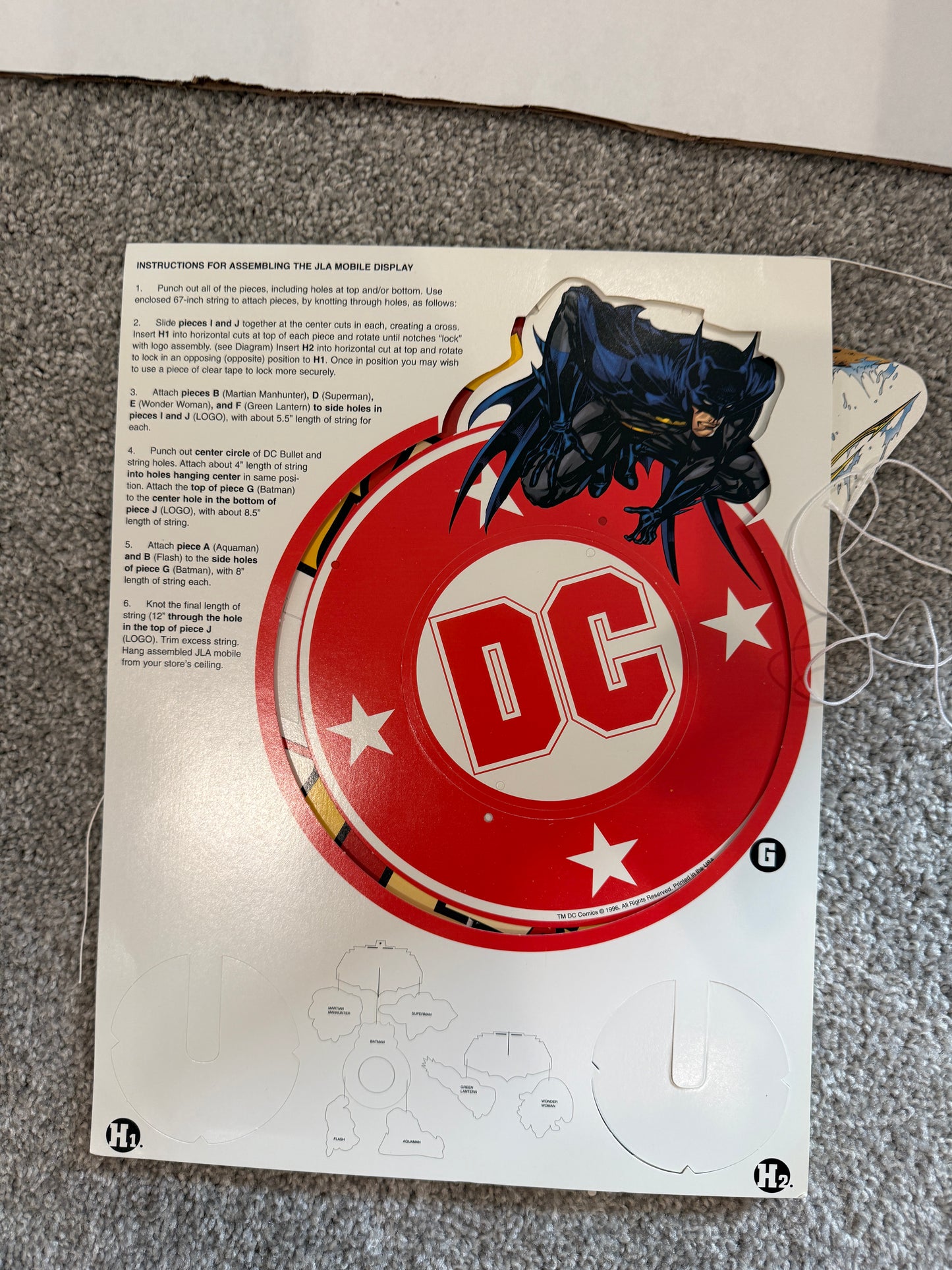 VTG Never Displayed  Justice League Store Hanging Mobile Display 1996 DC Comics