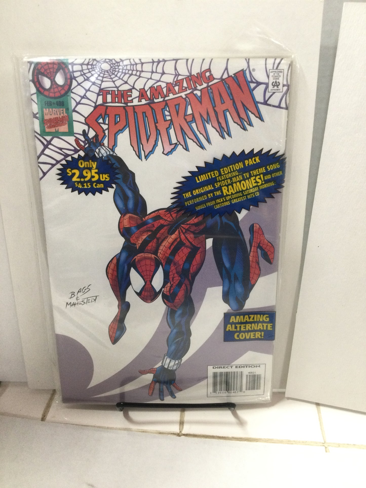 Amazing Spider-Man #408 Bagged Alternate Cover Ramones Cassette Comic Book HTF Still sealed