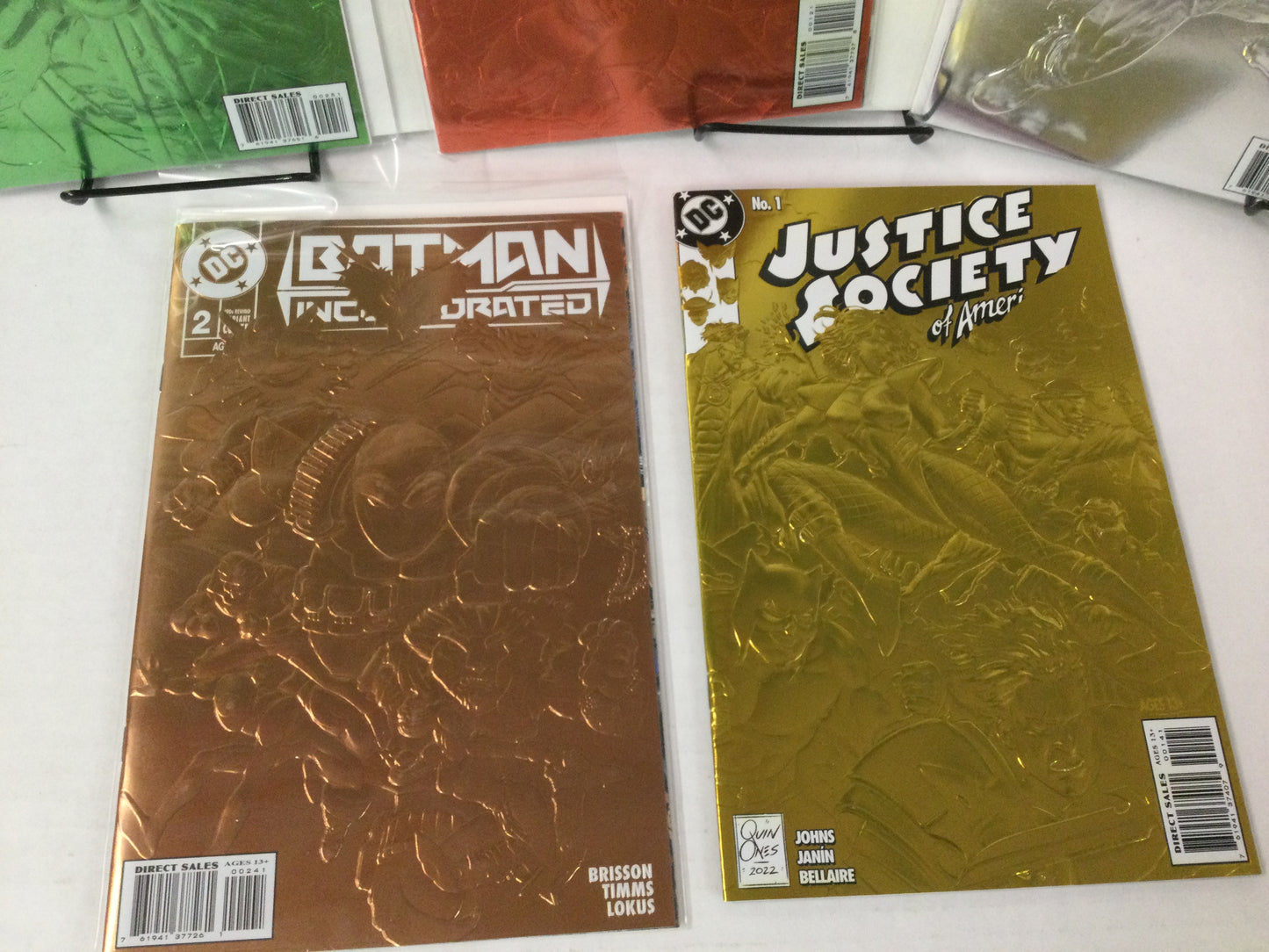 DC Comics 90s Embossed Foil Joker 2 Batman 129 Justice Society 1 Lot of 5 - NM