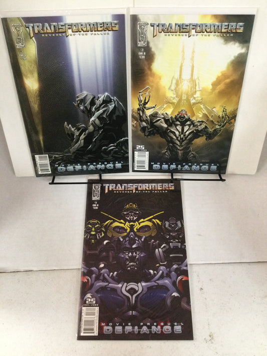 IDW TRANSFORMERS~REVENGE OF THE FALLEN PREQUEL~DEFIANCE  COMIC BOOK SET # 1 - 3