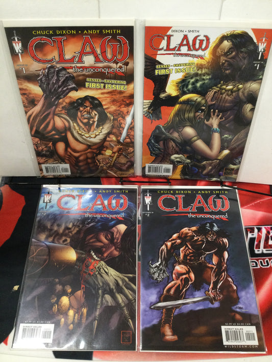 Claw the Unconquered #1&2 (covers A and B for both)