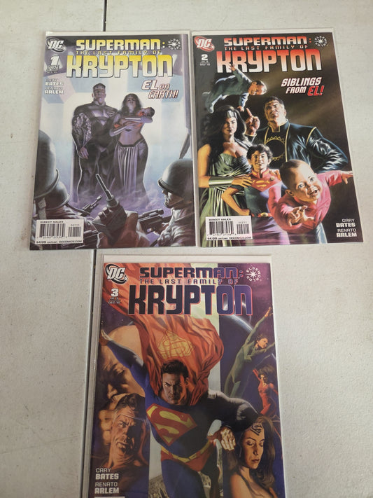 SUPERMAN THE LAST FAMILY OF KRYPTON #1-3 DC COMICS COMPLETE SET 2010