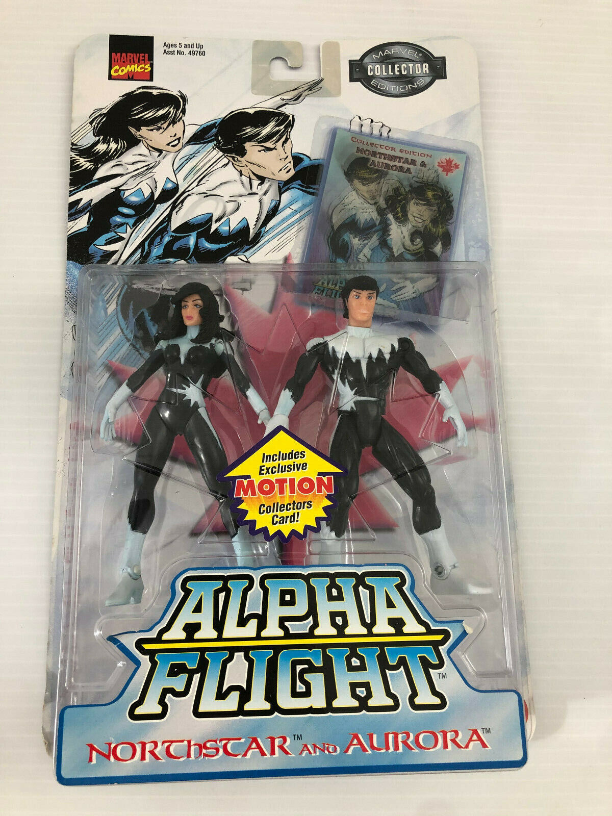 Marvel Alpha Flight Northstar & Aurora Action Figures w Motion Card 1999 ToyBi