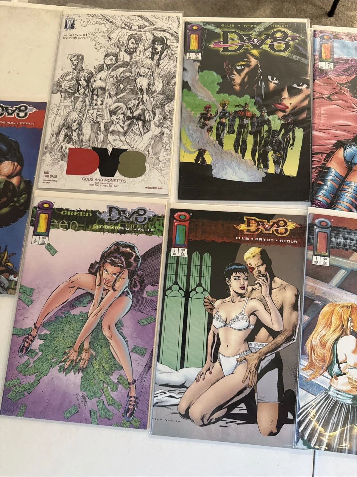 DV8 #1 Complete Set of 8 Variants +Sketch Dave Stevens, Jim Lee, Campbell,