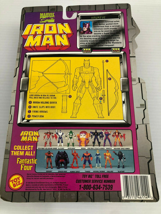 Marvel Iron Man Hawkeye (1995) Toy Biz Action Figure w/ Bow and Arrow Arsenal.