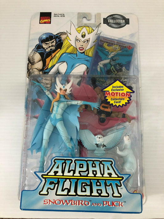 Marvel Comics Alpha Flight Snowbird & Puck figures w/ motion card 1999 Toy Biz