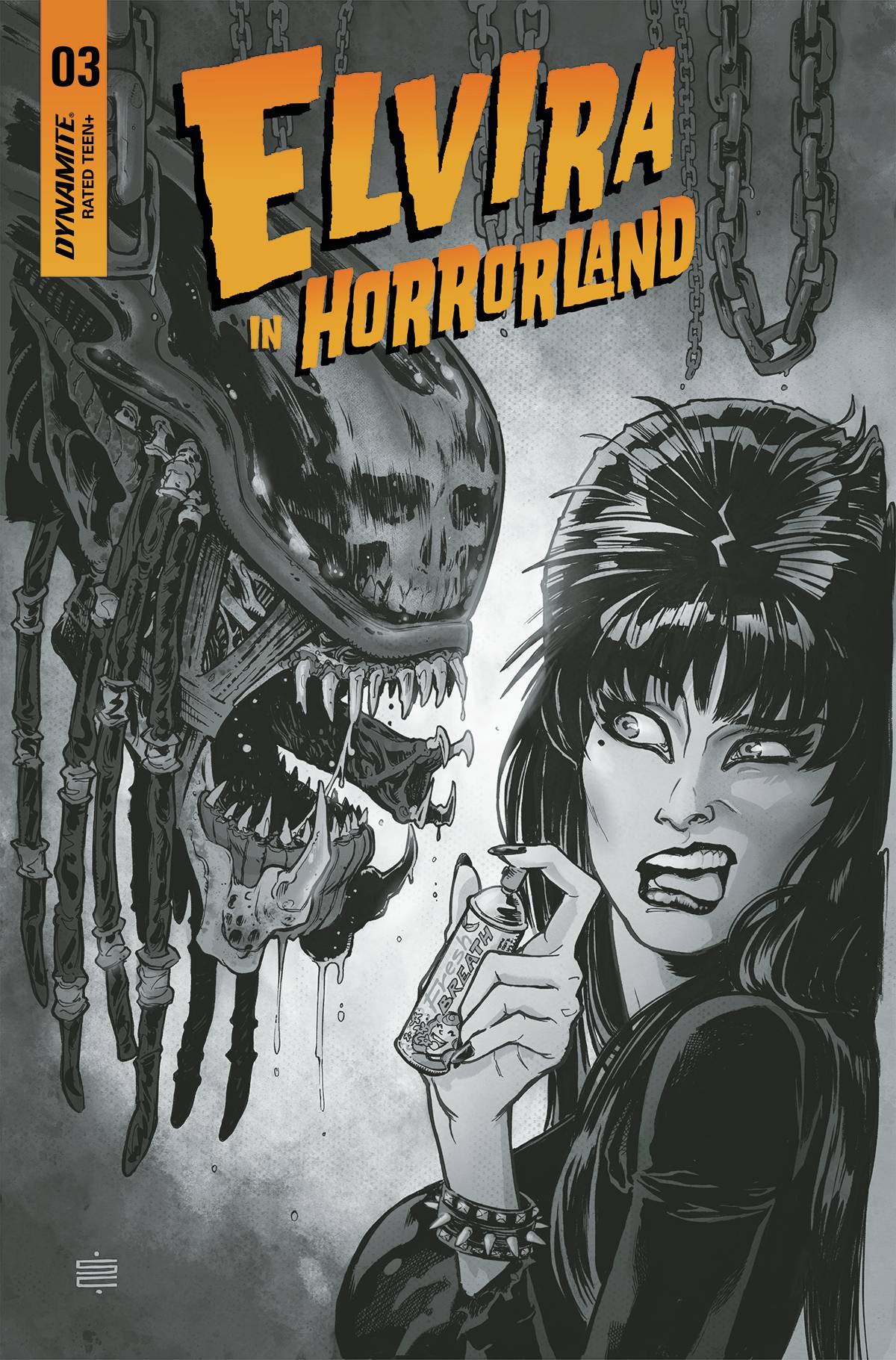 ELVIRA IN HORRORLAND #3 CVR G 20 COPY INCV CALIFANO B&W