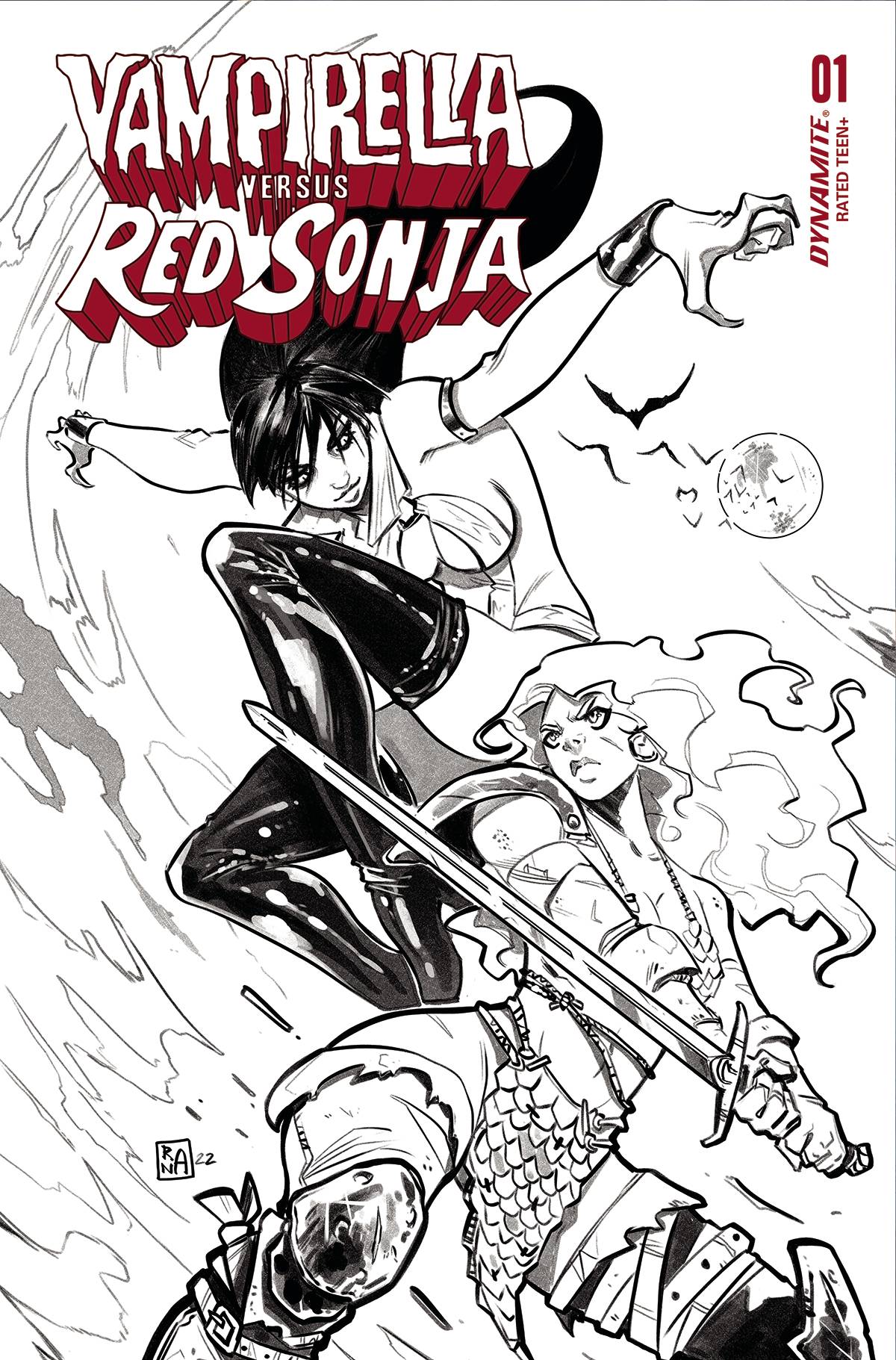 VAMPIRELLA VS RED SONJA #1 CVR V 7 COPY FOC INCV RANALDI B&W