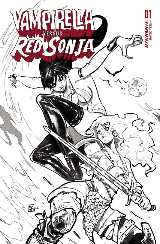 VAMPIRELLA VS RED SONJA #1 CVR V 7 COPY FOC INCV RANALDI B&W